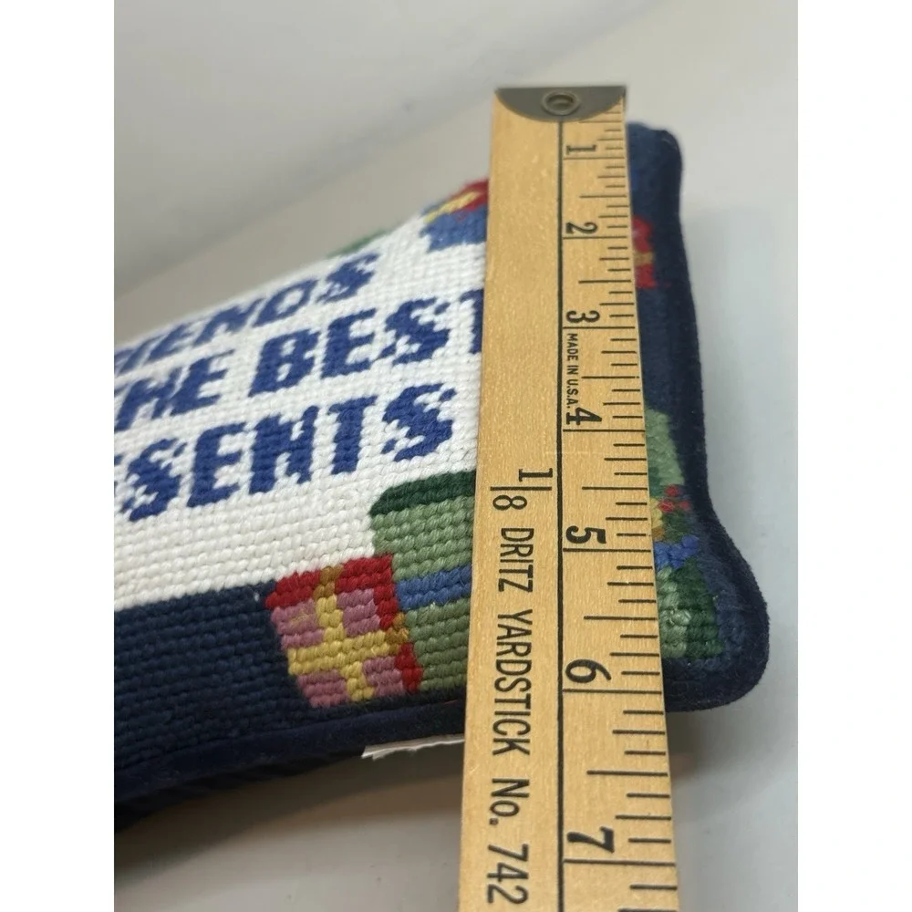 VTG Friends Are The Best Presents‎ Needlepoint Pillow Gift Velvet Accent Small